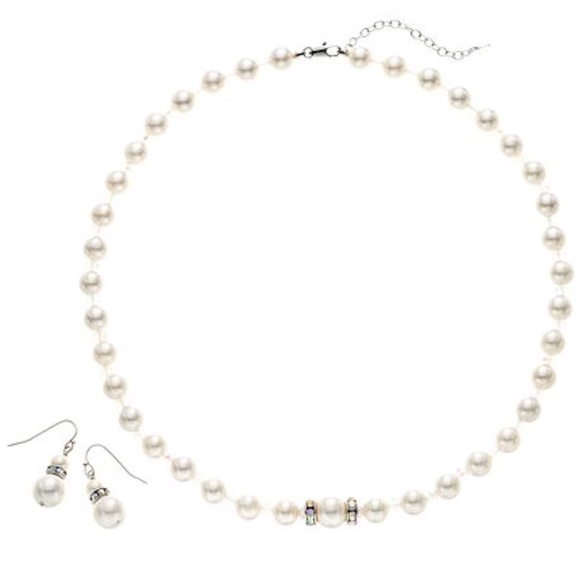 lauras_boutique Jewelry - Necklace & Earrings Set Genuine Creamy White Mother of Pearl & Crystal